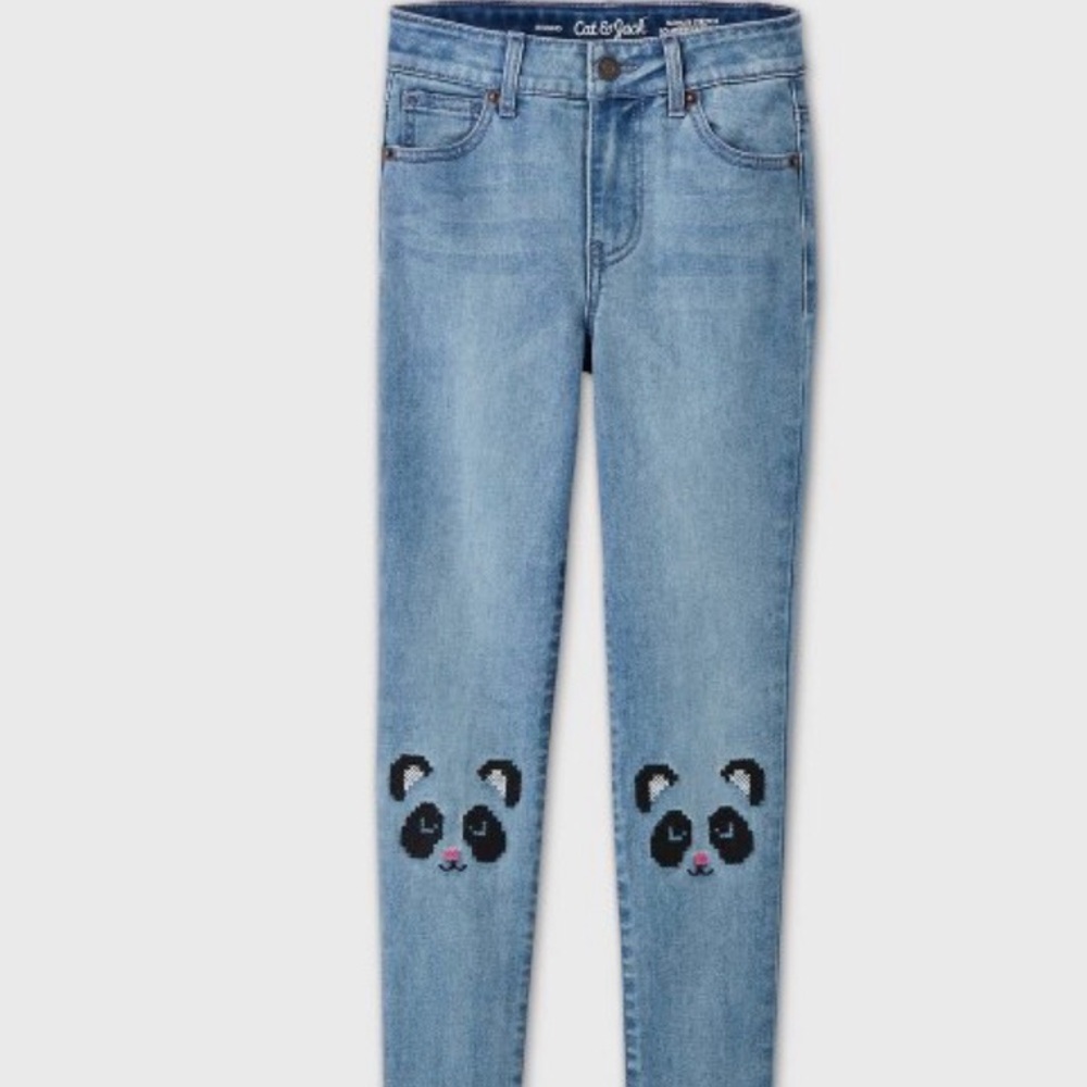GIRLS  SIZE 12 CAT & JACK PANDA KNEE JEGGINGS